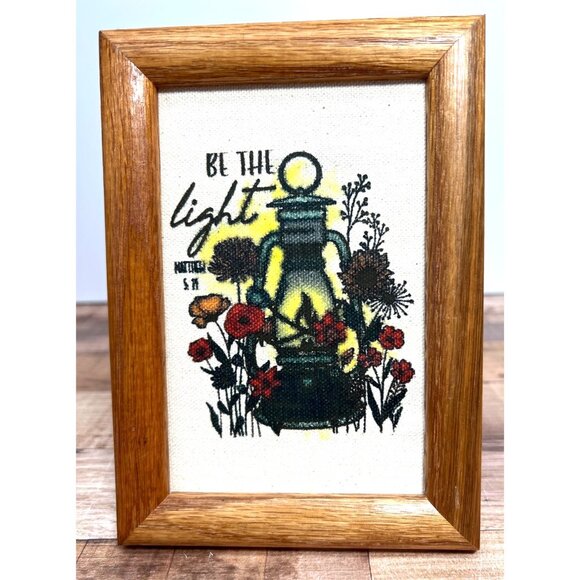 "Be The Light" Wooden Framed Canvas Art With Lantern & Floral Design - Picture 1 of 4